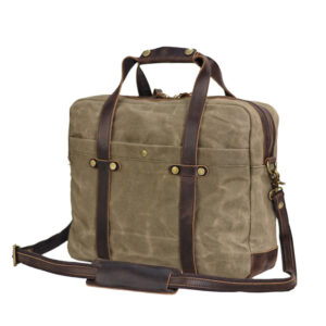 Waxed Canvas Messenger Bag - Leather Laptop & Crossbody Briefcase for Men