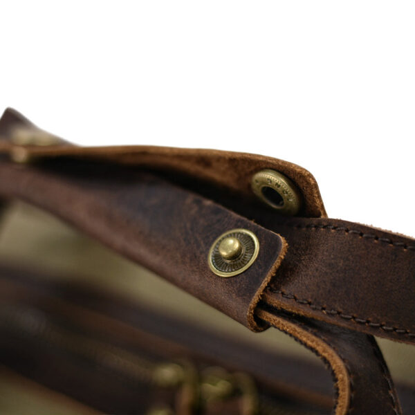 Waxed Canvas Messenger Bag - Leather Laptop & Crossbody Briefcase for Men - Image 8