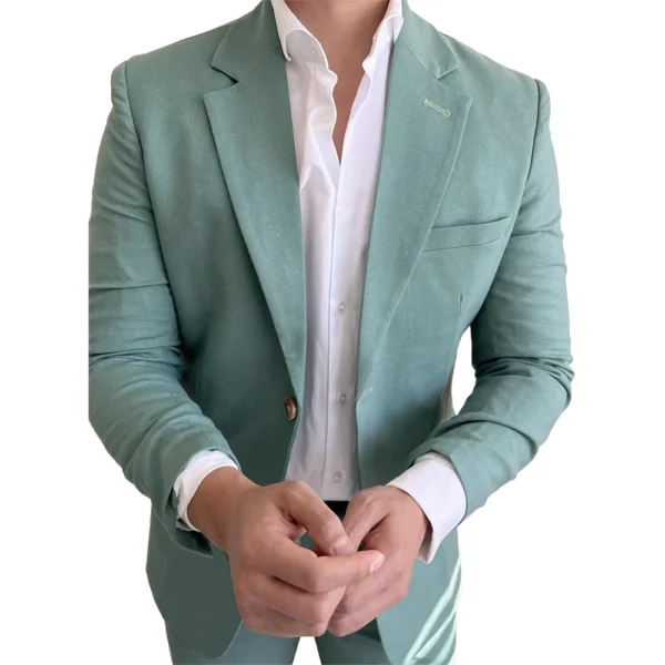 Mens Two Piece Sage Green Suit - Image 3
